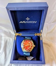 Aragon A281 Antigravity Automatic Red Face Power Reserve 200m Watch NEW w/ Box