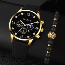 2pcs Luxury Mens Quartz Watches Bracelet Watc...