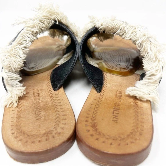 ANTIGUAS SANDALIAS BATIK ALBA DE CUERO NEGRO CON FLECOS PLANAS SIN CORDONES PARA MUJER TALLA 7 Foto 3 de 4