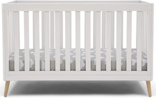 Essex 4-In-1 Convertible Baby Crib, Bianca White with Natural Legs