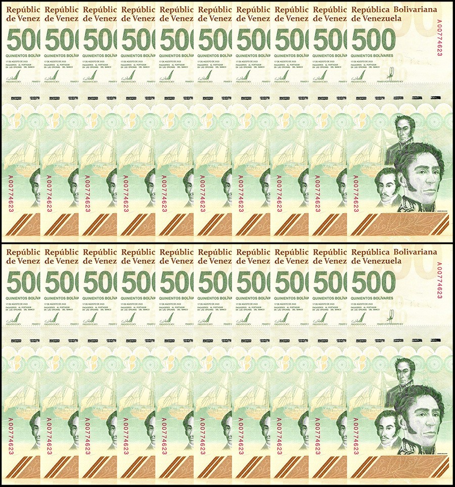 VENEZUELA 500 DIGITALES qty. 20 2023-2025 CIR 10 billion bolivars USA SELLER