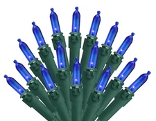 Holiday Pride Blue Christmas Lights LED - 100 Count Tree with Green Wire 34 Ft