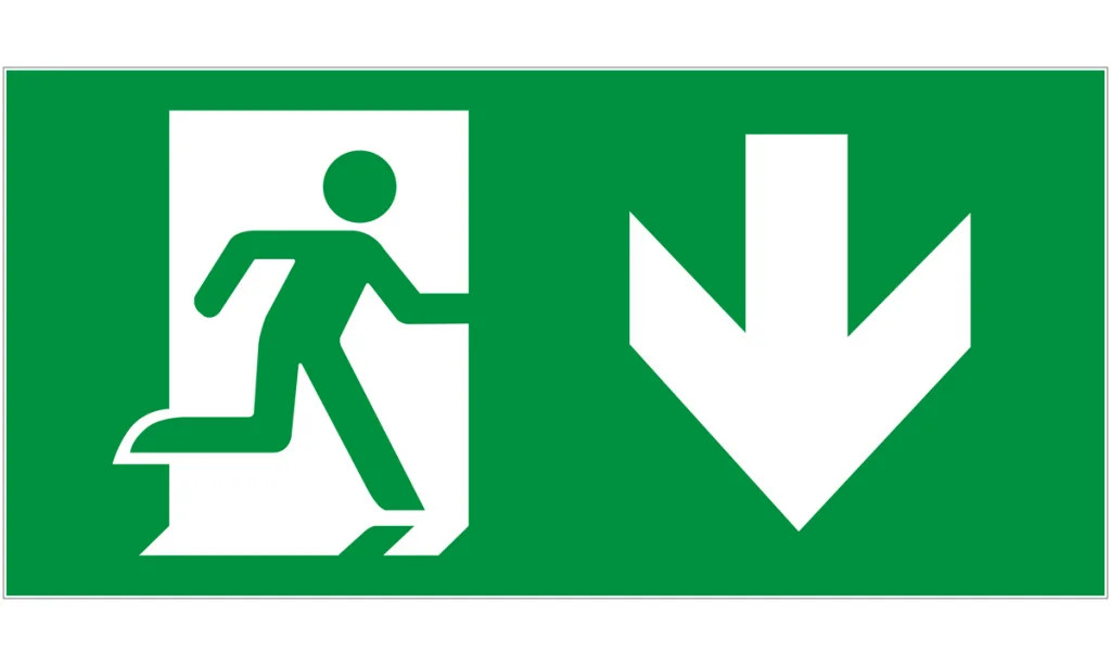 Emergency Lighting Green Down Legend For Maintained LED Exit Box EM-LEGEND-WM2D