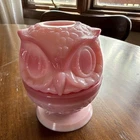 Fenton Pink Milk Glass Owl Fairy Lamp Decorative