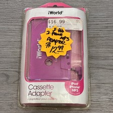 iWORLD CASSETTE ADAPTER iPOD iPHONE MP3 MODEL CA-4099 Tape Player Car Pink