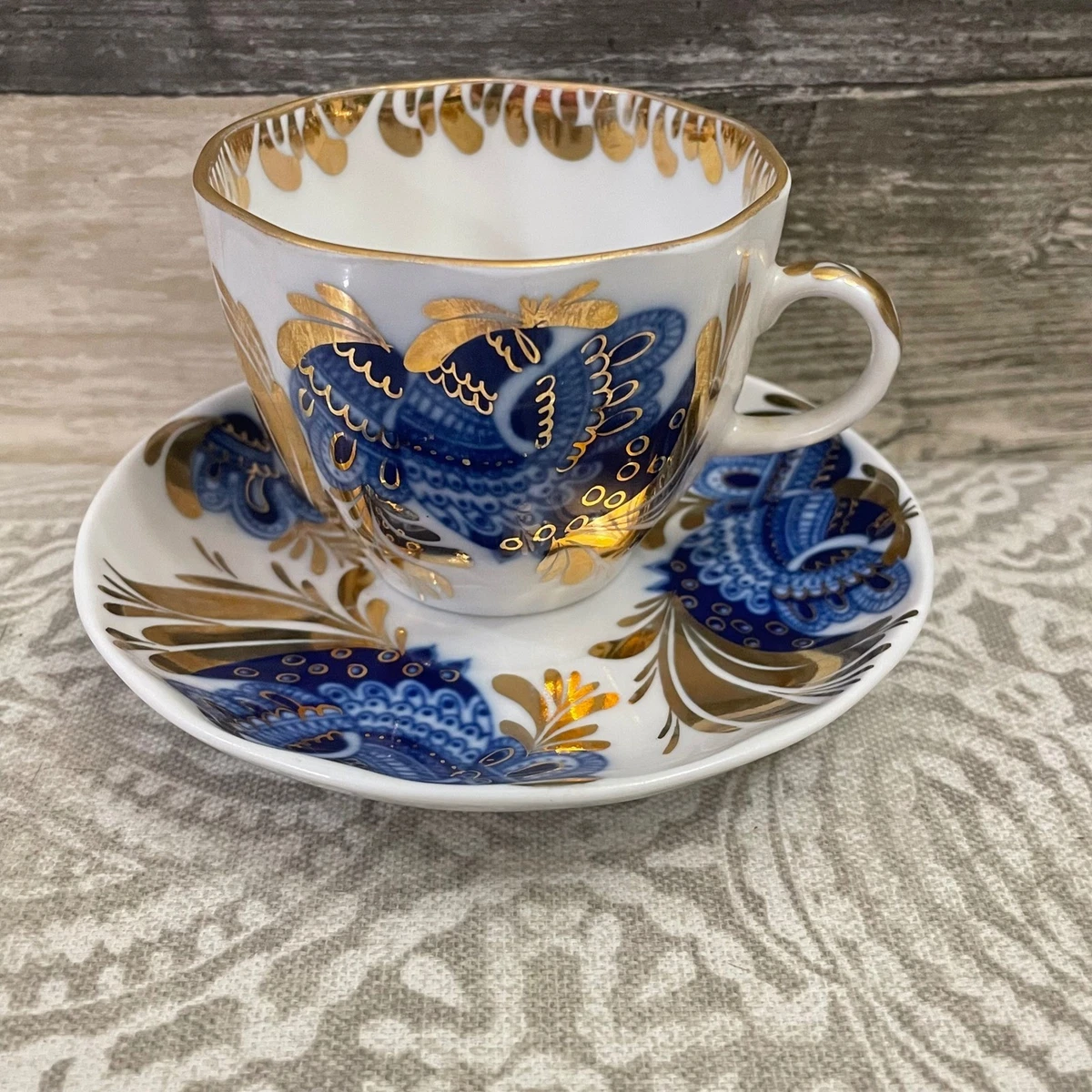 超希少❗ヴィンテージ　ロモノーソフ　ロシア　カップ&ソーサー　2客セット！ 超希少❗ヴィンテージ ロモノーソフ ロシア カップ&ソーサー 2客セット