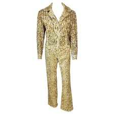 Roberto Cavalli S/S 2000 Runway Embellished Gold Jacket Pants 2 Piece Set