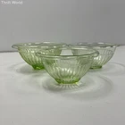 Jeannette Glass 3pc Swirl Nesting Bowls Set Uranium Green Depression Era
