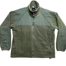 VINTAGE Rothco Jacket Mens L Green Army Military Fleece Full Zip
