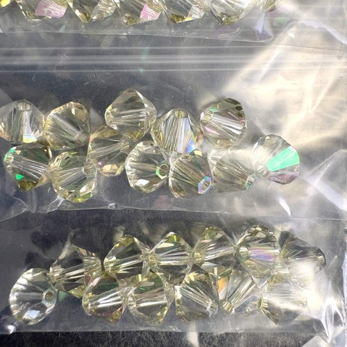 144 pc 6mm crystal bicone beads - crystal luminous green- Swarovski? destash - Picture 2 of 2