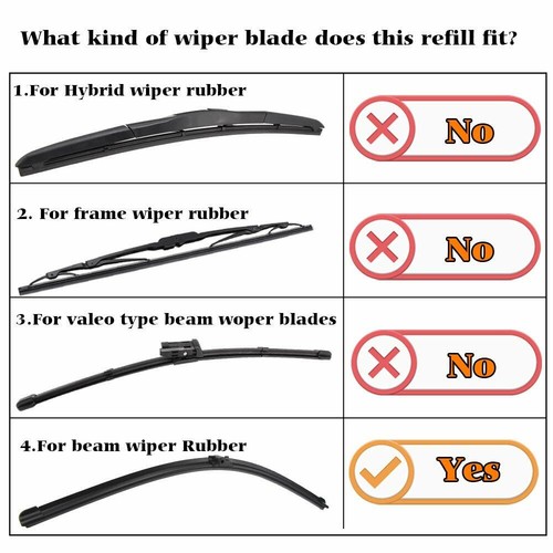 Auto Windshield Wiper Blade Refill Frame Less 2 PCs 22"& 28" 6 mm Replace Rubber - Bild 2 von 6