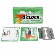 50 x GILLETTE 7 O'CLOCK STAINLESS RAZOR BLADES