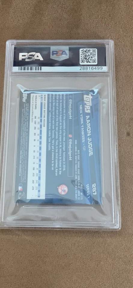 AARON JUDGE 2017 Topps Catching Mini #287 Rookie RC PSA 9 Mint_POP 4_Tough card - Image 2 of 2