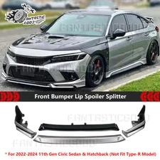 For Honda Civic 22-24 Yofer V3 Style Lunar Silver Front Bumper Lip Splitter Kit