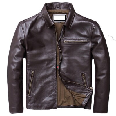 Braune Echtlederjacke für Herren Mode erstklassig Biker Stil Motorrad Mantel