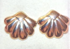 VINTAGE A & Z 14K GOLD FILLED PUFF BIG 16MM SHELL STUD EARRINGS WITH 10K BACKS A