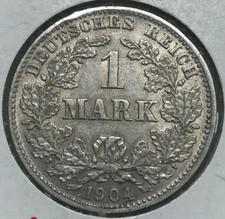 1904 J Germany 1 One Mark - Nice Condition   Better Date and Mintmark Combo
