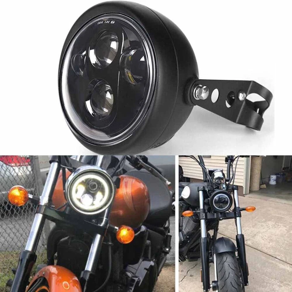 Faro LED 5,75" + Soporte de montaje de carcasa para Yamaha V-Star XVS 650 950 1100 Foto 4 de 4