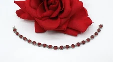 Sterling Silver FAS  Simulated Garnet Tennis  Bracelet  16.26g CAT RESCUE
