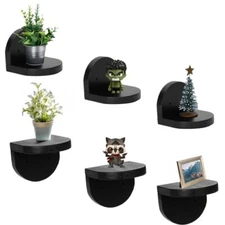 Small Black Figurine Display Ledges, 6 packs of Mini Floating Shelves for 