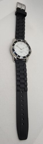 Ladies Casual Round Silver Tone Black Poly Band Analog Watch K2 - Picture 6 of 9