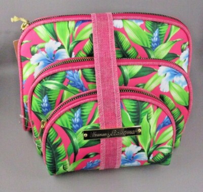 Pc TOMMY BAHAMA Pink Green FLORAL Small Medium Large Cosmetic BAGS New 