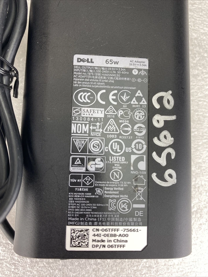 Dell 06TFFF Adaptador de CA Cargador Fuente de Alimentación HA65NM130 19.5V 3.34A 65W (Lote de 2) Foto 2 de 4