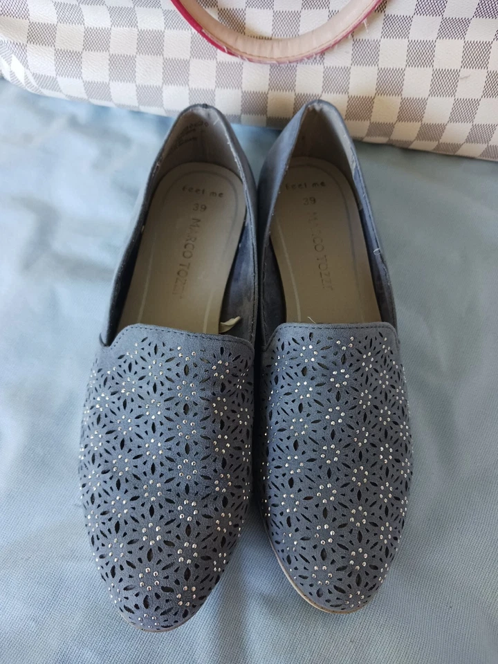 Alemán Marco Tozzi Damas Texturizado Siénteme con Adorno Plateado Talla 8 EE. UU./UE 39 Foto 3 de 4