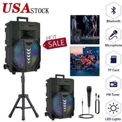 2×Portable 15  Bluetooth Speaker Subwoofer Heavy Bass Party DJ System Mic AUX FM