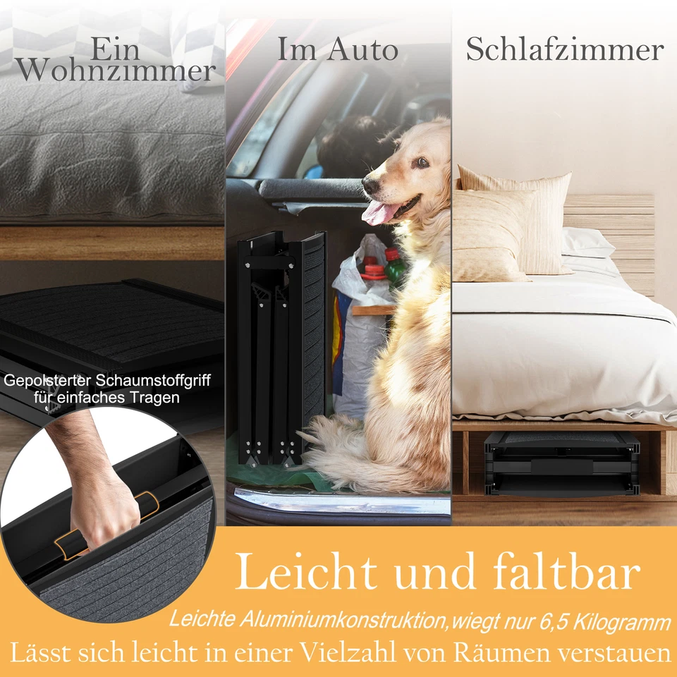 Auto Hunderampe klappbar Alu Hundetreppe 157 x 43,5 cm Rutschfest max 110 kg Neu - Bild 3 von 4