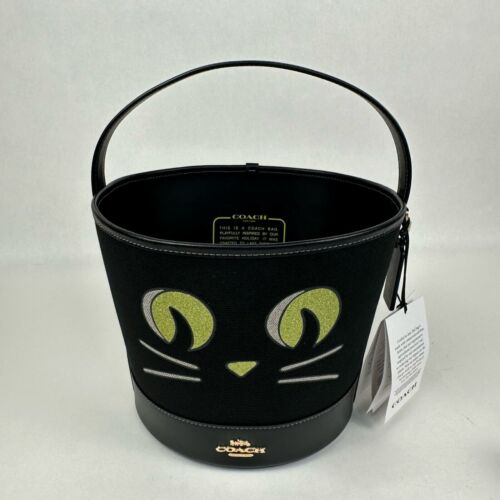 Coach 2024 Trick Or Treat Bucket with Halloween Cat CW532 NWT
