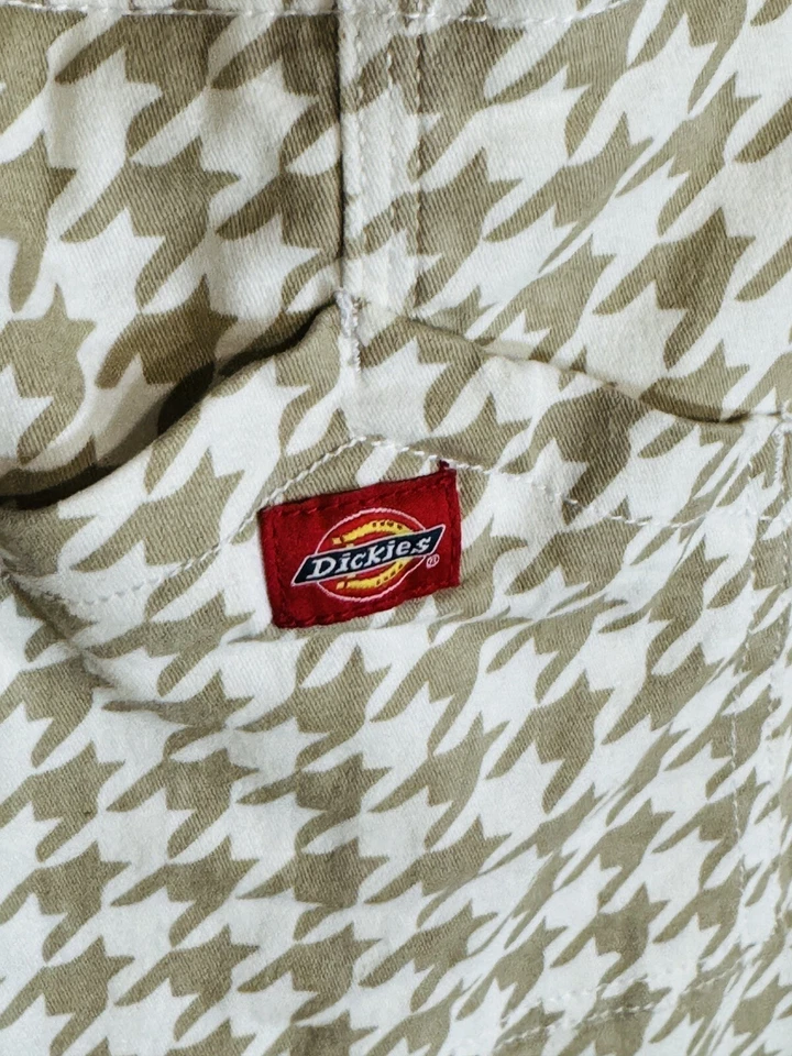 Dickies Girls Size XL Tan Overall Dress Denim Houndstooth Jerry Leigh EUC - Image 2 of 4