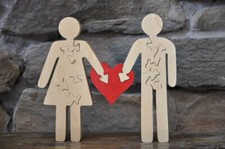 Modern Love Valentine Heart Gift Wood Puzzle Figurine Toy New Design Art