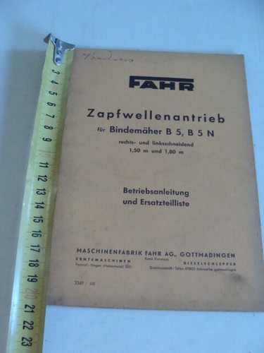 Manuale Fahr macchine agricole trasmissione presa di forza