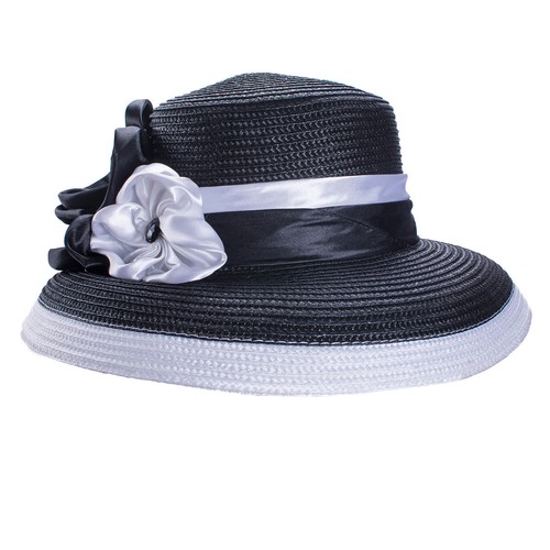 Cappello da sole estivo a tesa larga da donna stile Downtown Abbey chiesa tea party A495 - Foto 9 di 25