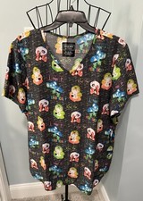 New Cherokee Modern Classic Grey Science Animals Extra Large XL women scrub Vet