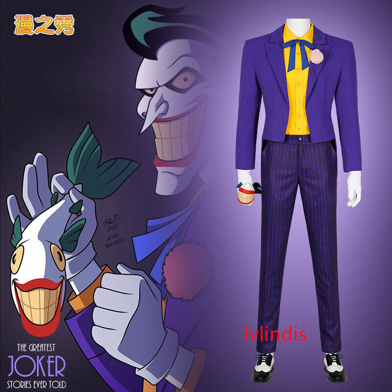 1992 Batman: The Animated Series JOKER Cosplay Costume Men 1992 Batman: The Animated Series JOKER Cosplay Costume Men