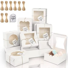 65PCS Bakery Boxes with Window 6x6x3 Inches 5 Cookie Boxes Small Pastry Boxes...