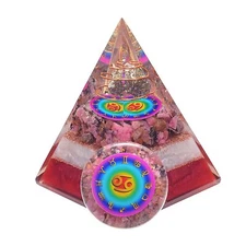 Ever Vibes Horoscope Orgone Pyramid & Palm Stone Set, Healing Crystal Cancer ...