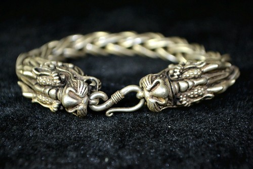 Handwork Collectible Old Tibet Silver Weave Case Dragon Noble Bracelet Chinese - Picture 1 of 8
