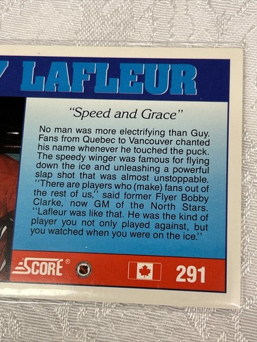 Guy LaFleur Signed 1991 Score #291 Montreal Canadiens Hockey Card. HOF - Picture 7 of 7