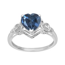 Heart Shape Natural London Blue Topaz 925 Sterling Silver Solitaire Promise Ring