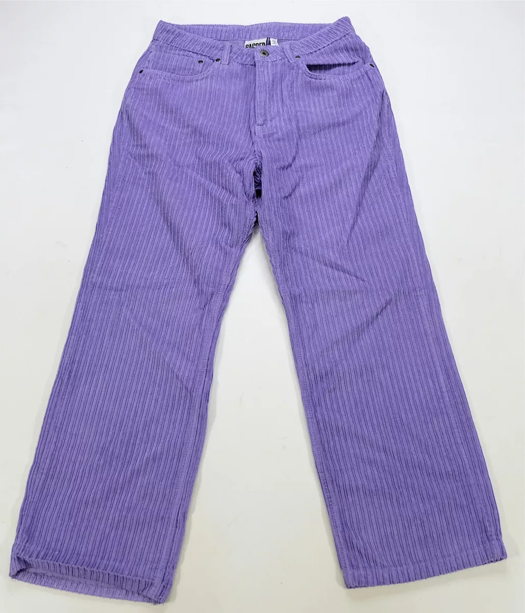Rare RAGGED JEANS Zip Button Fly Corduroy Pants Made In Turkey Purple Size 32