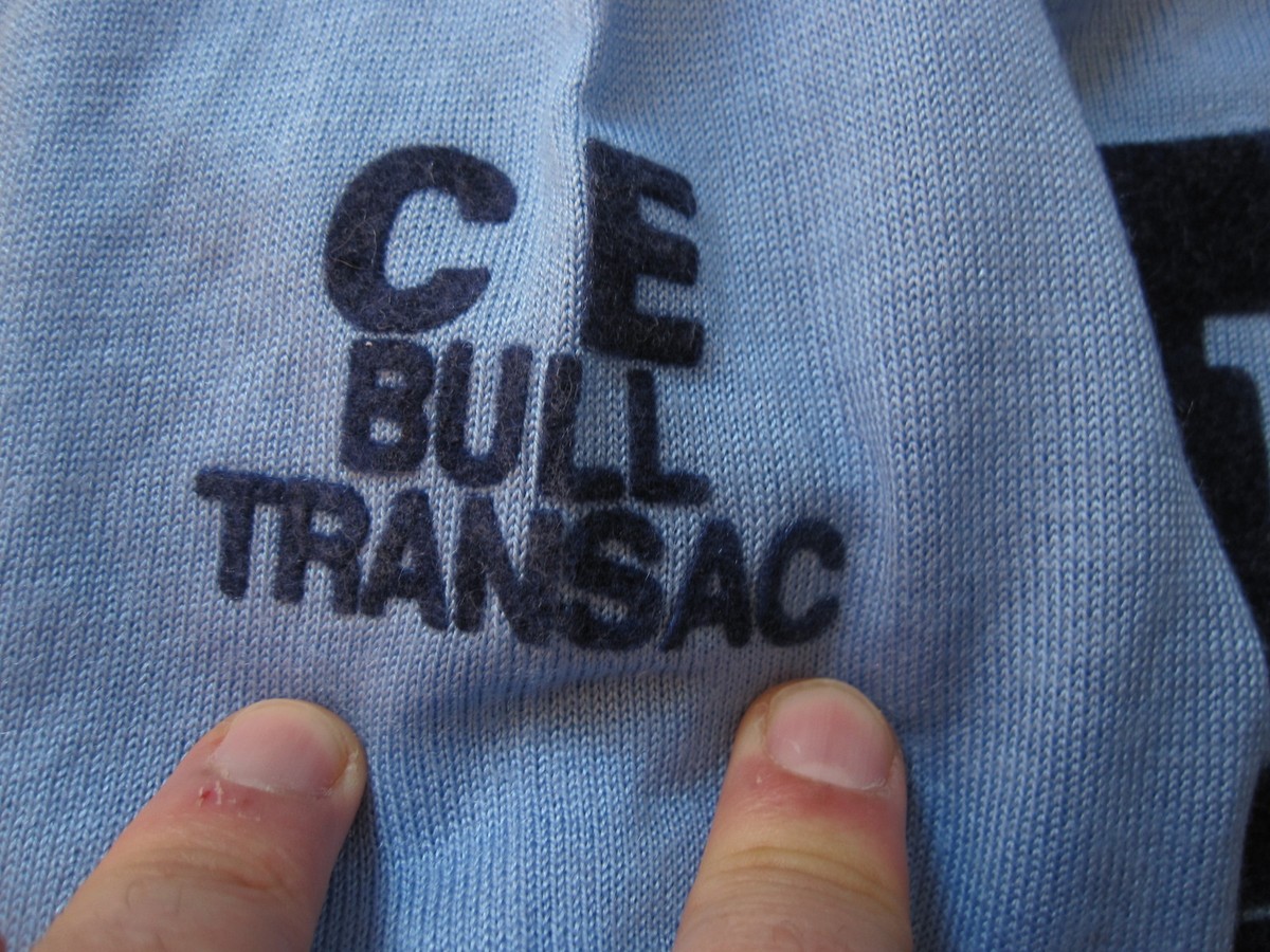 Maillot Cycliste Vintage BULL Informatique Transac, Acrylique, Taille M/L