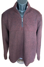 Van Heusen Flex Sweater Men's XL Pullover 1/4 Zip Dark Red Maroon Long Sleeve