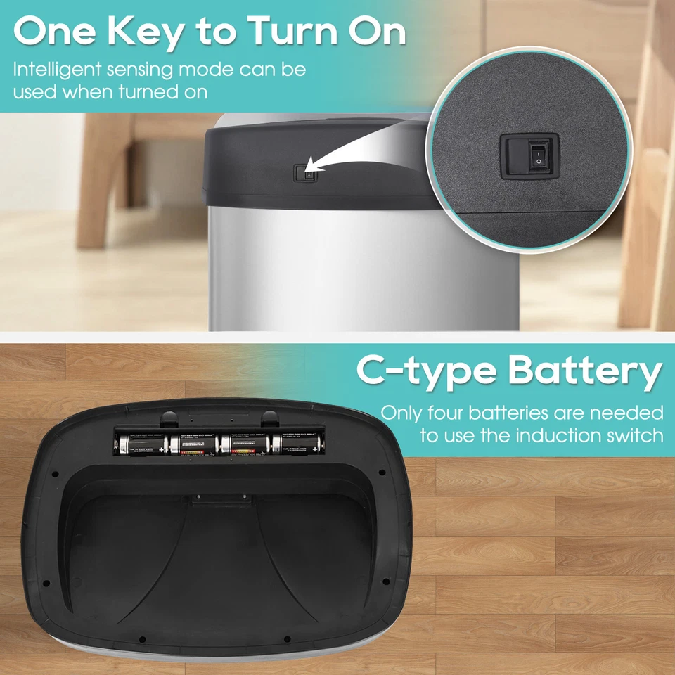 22 Gallon Automatic Sensor Trash Can, Touchless 82L Stainless Steel Trash Bin - Image 3 of 4