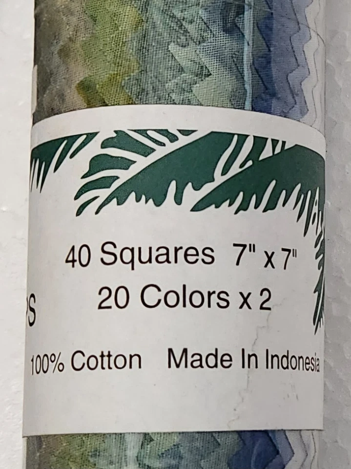 NUEVO Hoffman Bali Acuarela Envolturas 1895 Color Rollo Azul-Verde 40 Cuadrados 7"x7" Foto 2 de 4