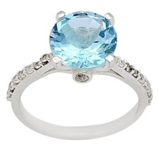   Natural 5.20ct Blue  White Topaz Eternity Silver Ring W/ JPA Appraisal  Sz 7.5