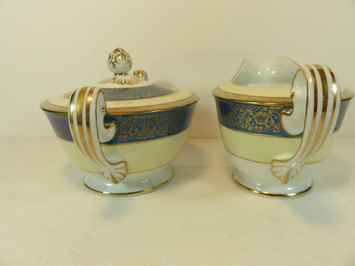 Noritake Vornay Blue 4794 Creamer Covered Sugar Bowl 1948 EUC - Picture 4 of 12