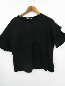 Zara-Trafaluc-Women-039-s-Black-Short-Sleeve-Top-with-Layer-Detail-Size-L